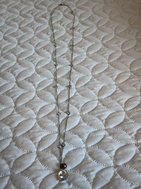 Vantel Pearls .925 Silver Necklace w/Crystal Accents & Purple Freshwater Pearl